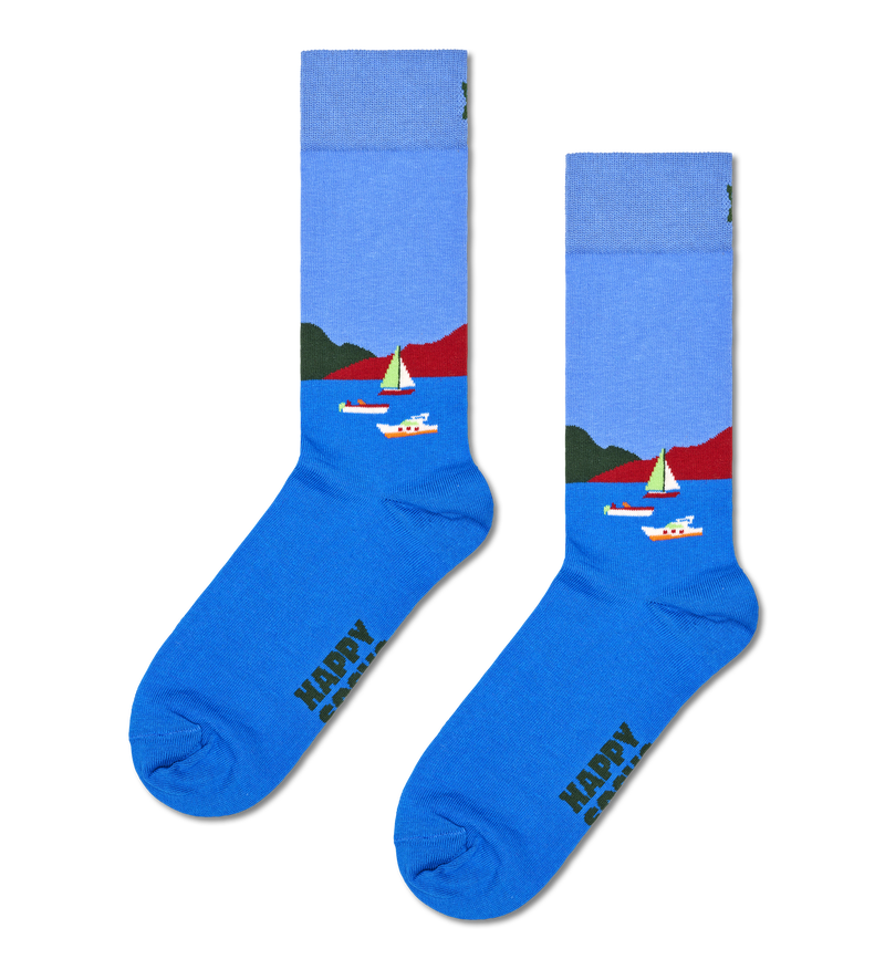 Blue Boats Crew Sock