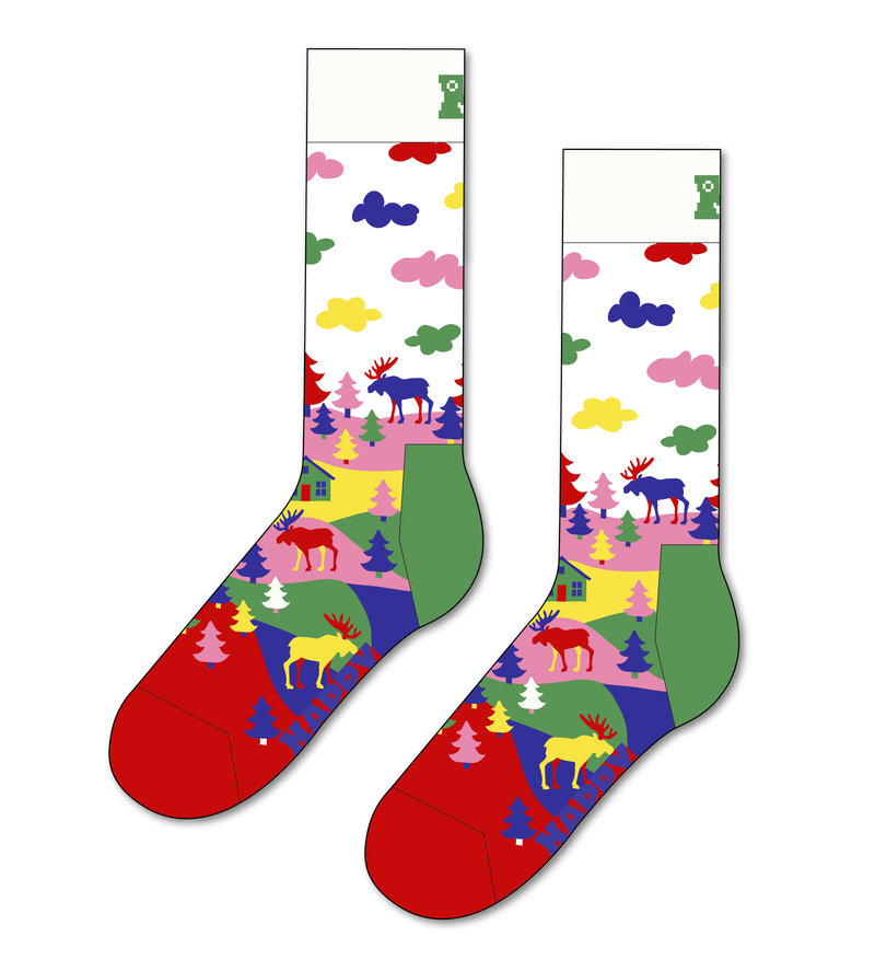 White Moose Crew Sock