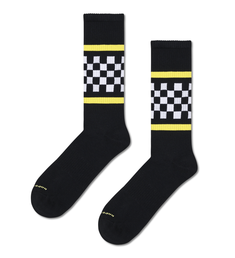 Black Checked Stripe Sneaker Crew Sock