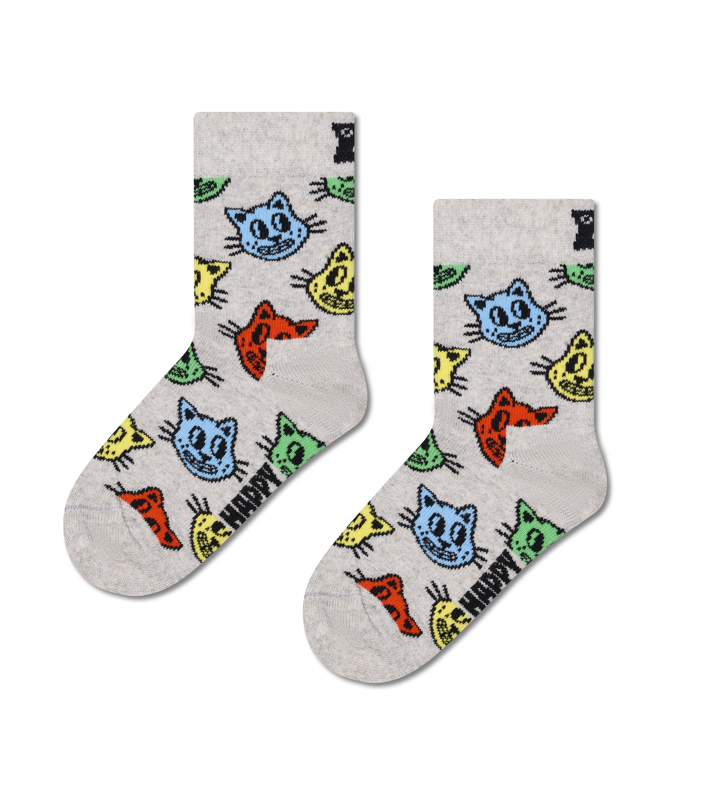 Kids Grey Cat Crew Sock