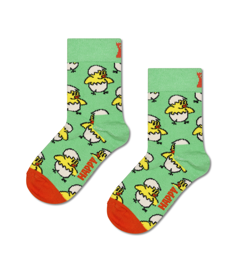 Kids Light Green Chicken Egg Crew Sock