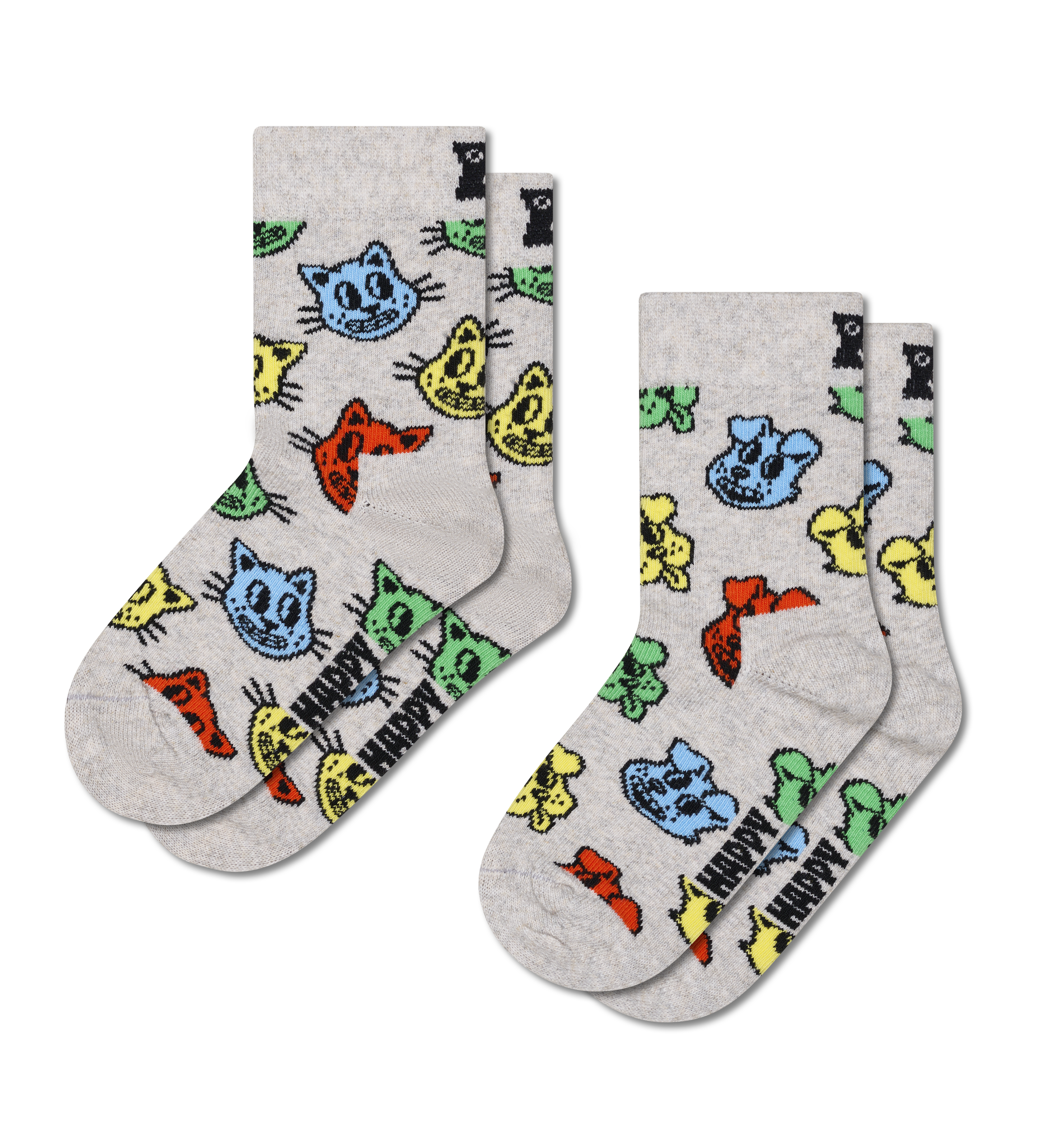 Kids Grey 2-Pack Doggo & Cat Crew Socks