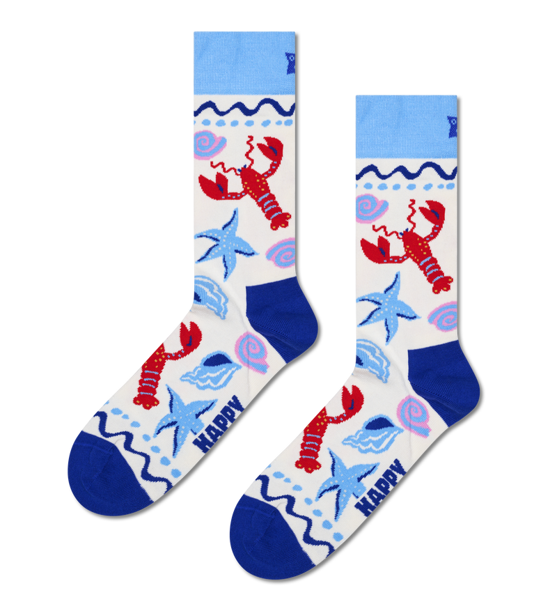 White Seafood Crew Sock