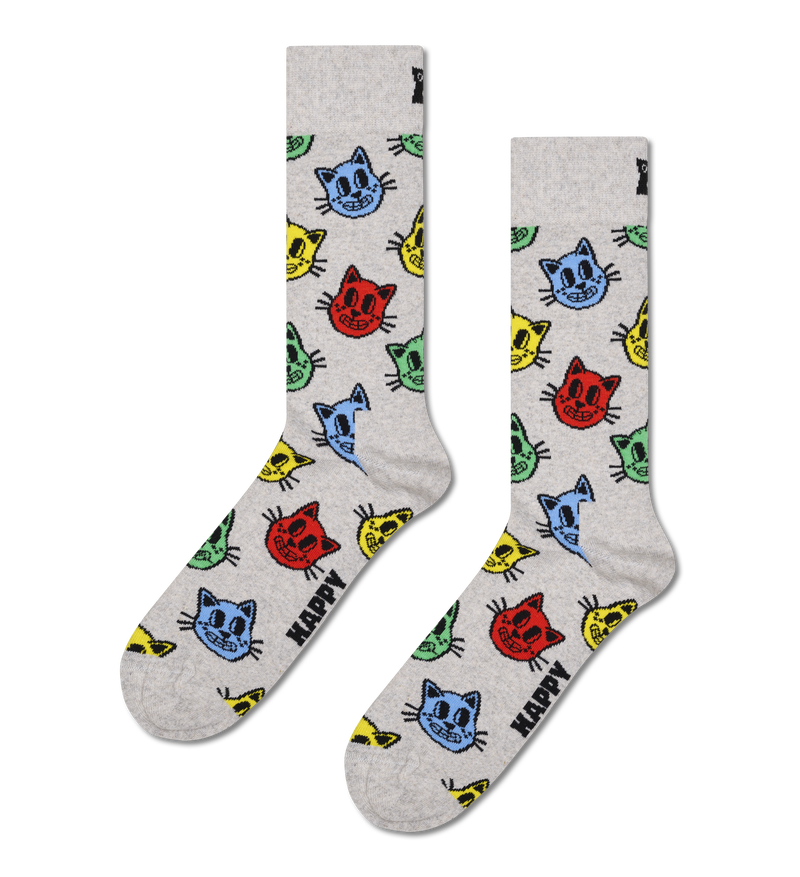 Grey Cat Crew Sock