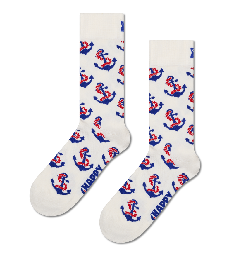 White Anchor Crew Sock