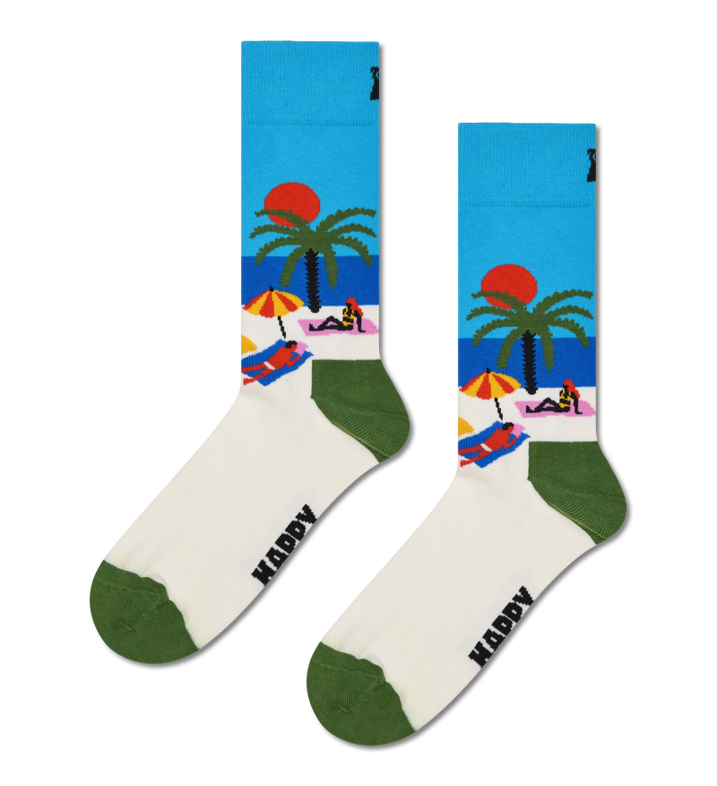 White Beach Crew Sock