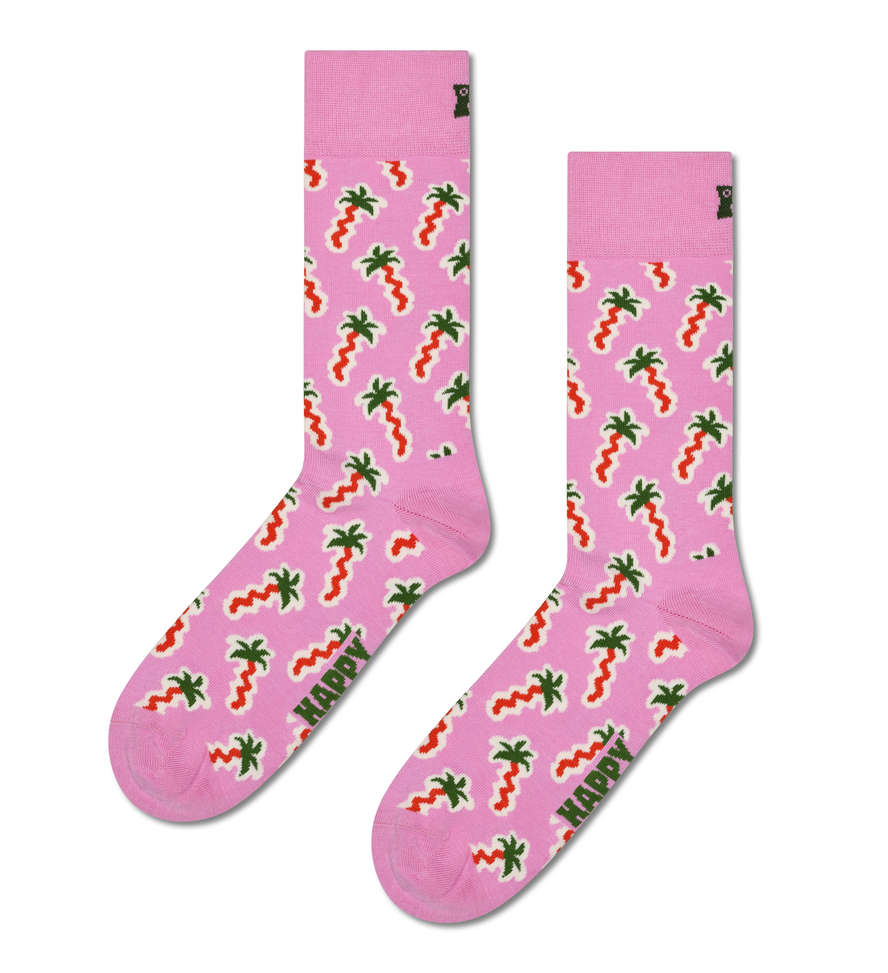Pink Happy Palm Crew Sock