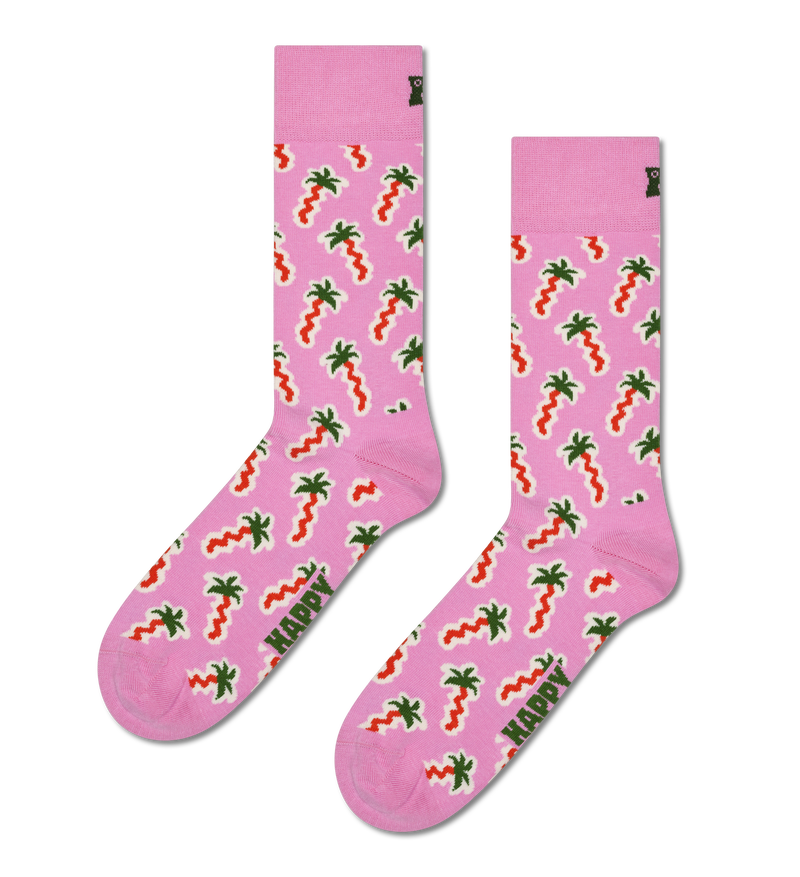 Pink Happy Palm Crew Sock
