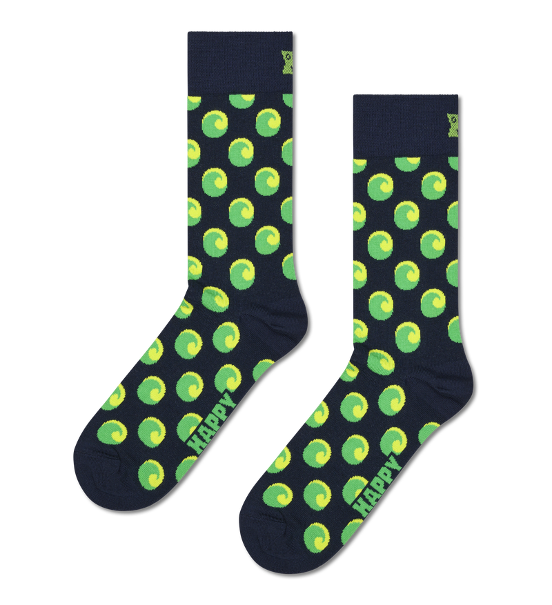 Navy Wave Big Dot Crew Sock
