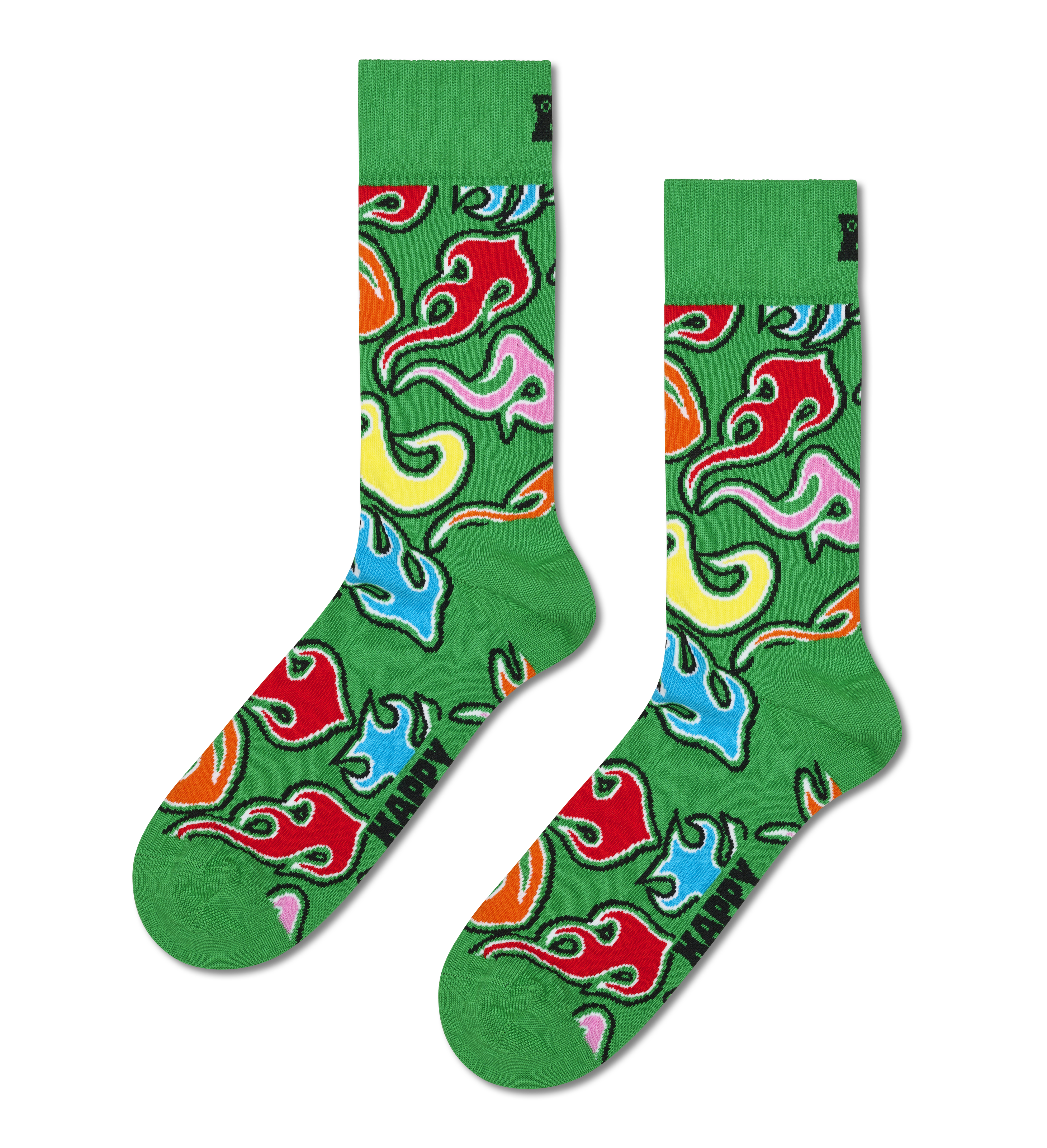 Green Flames Crew Sock