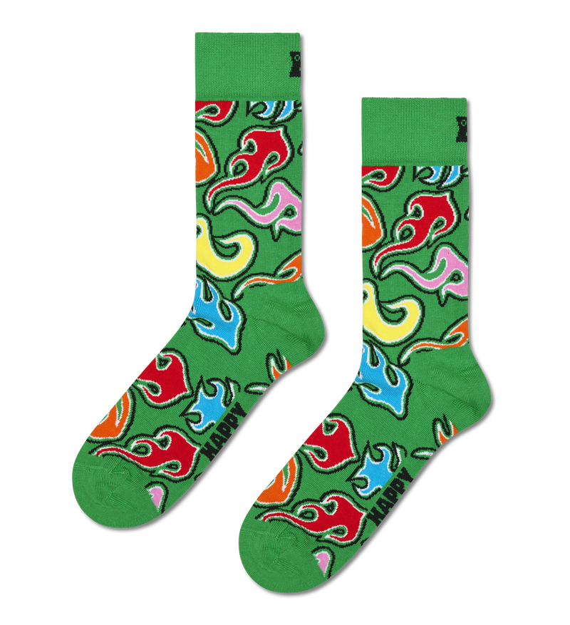 Green Flames Crew Sock