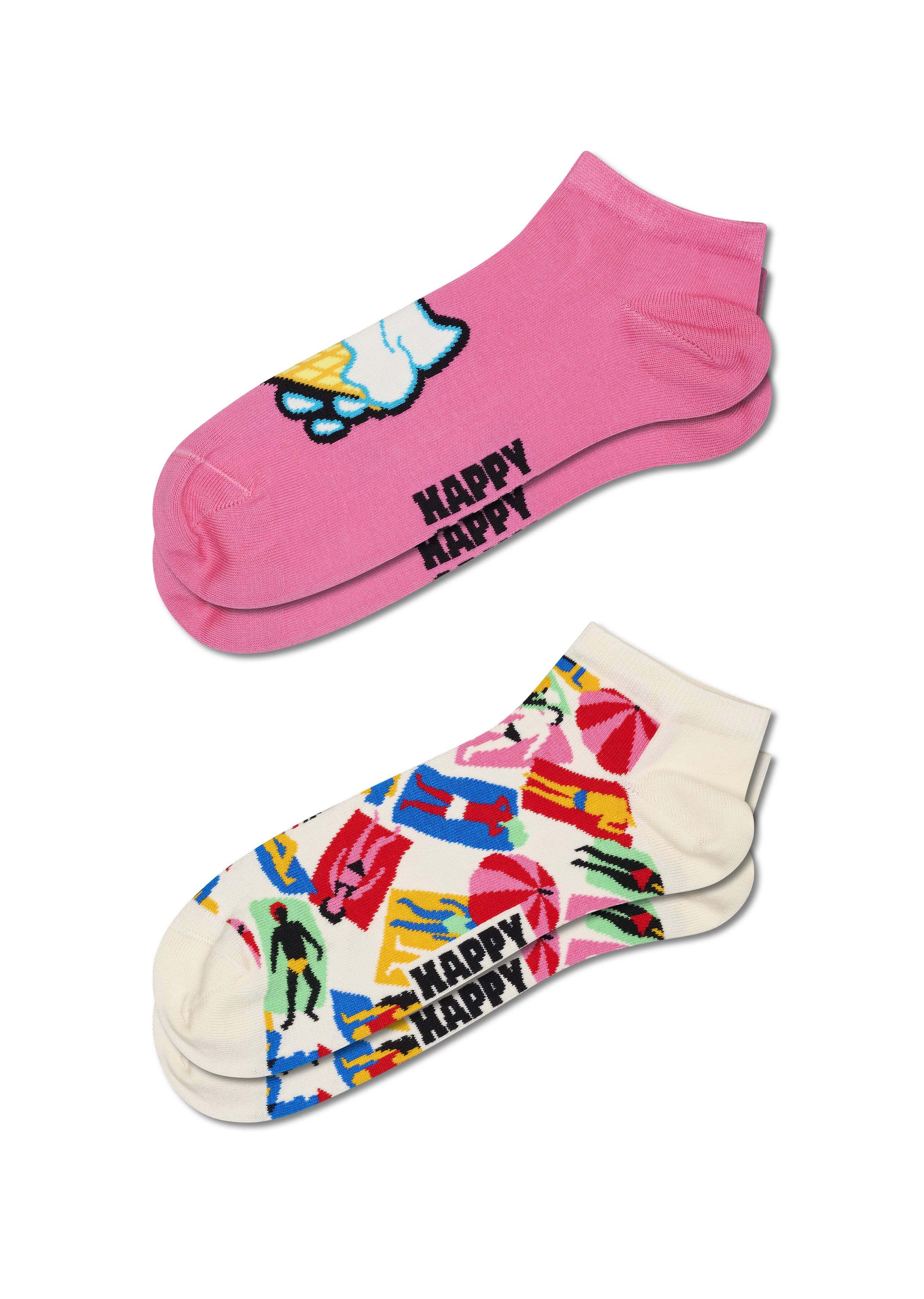 Pink 2-Pack Ice Cream & Lazy Day Low Socks
