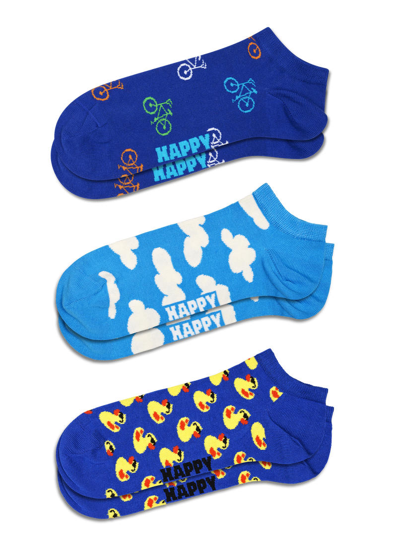 Blue 3-Pack Bike Low Socks