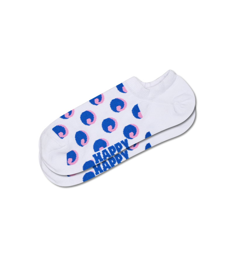 White Wave Dot No Show Sock