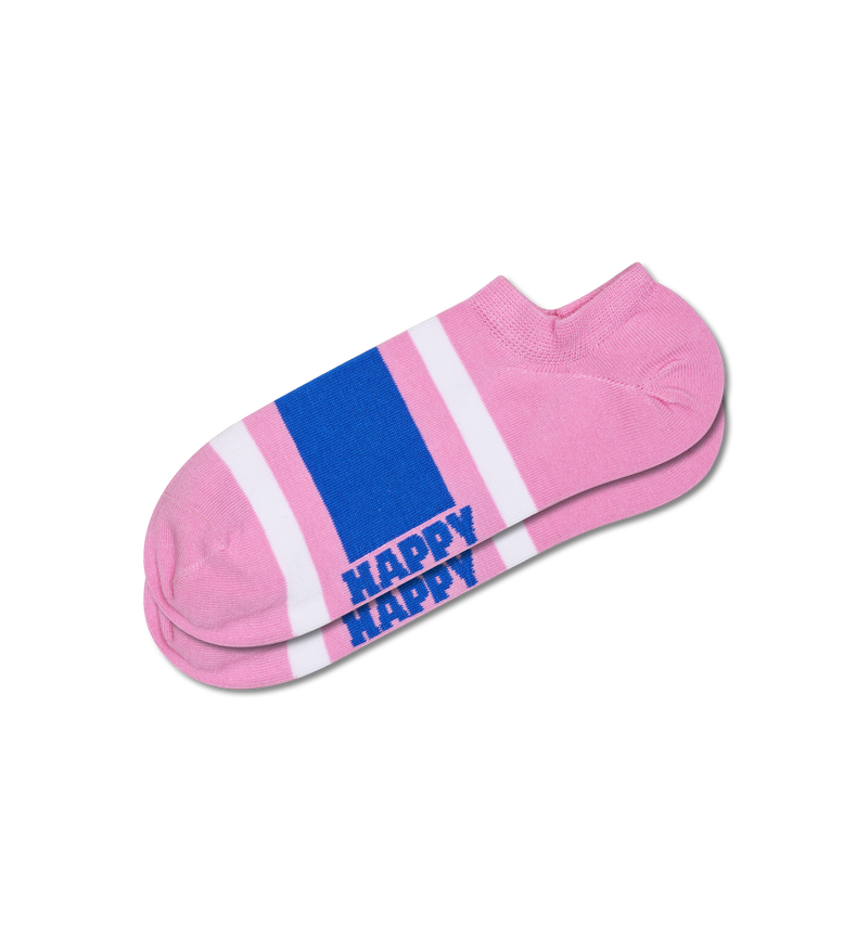 Pink Simple Stripe No Show Sock