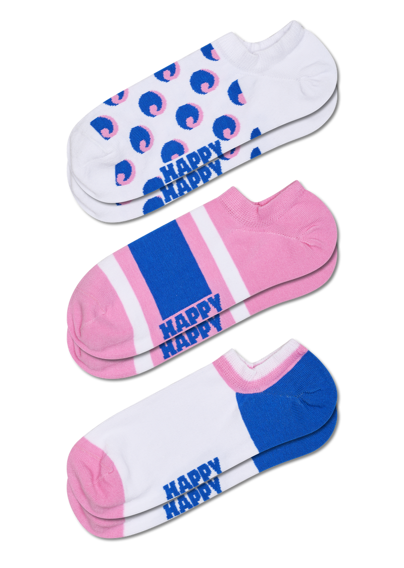 White 3-Pack Wave Dot No Show Socks