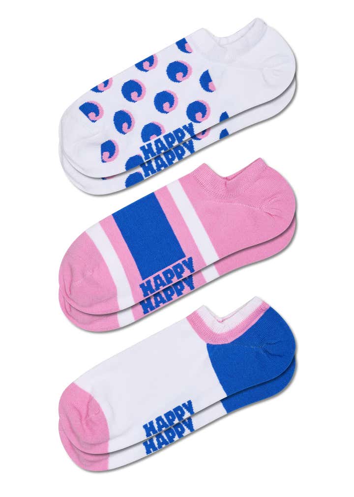 3-Pack Wave Dot No Show Socks