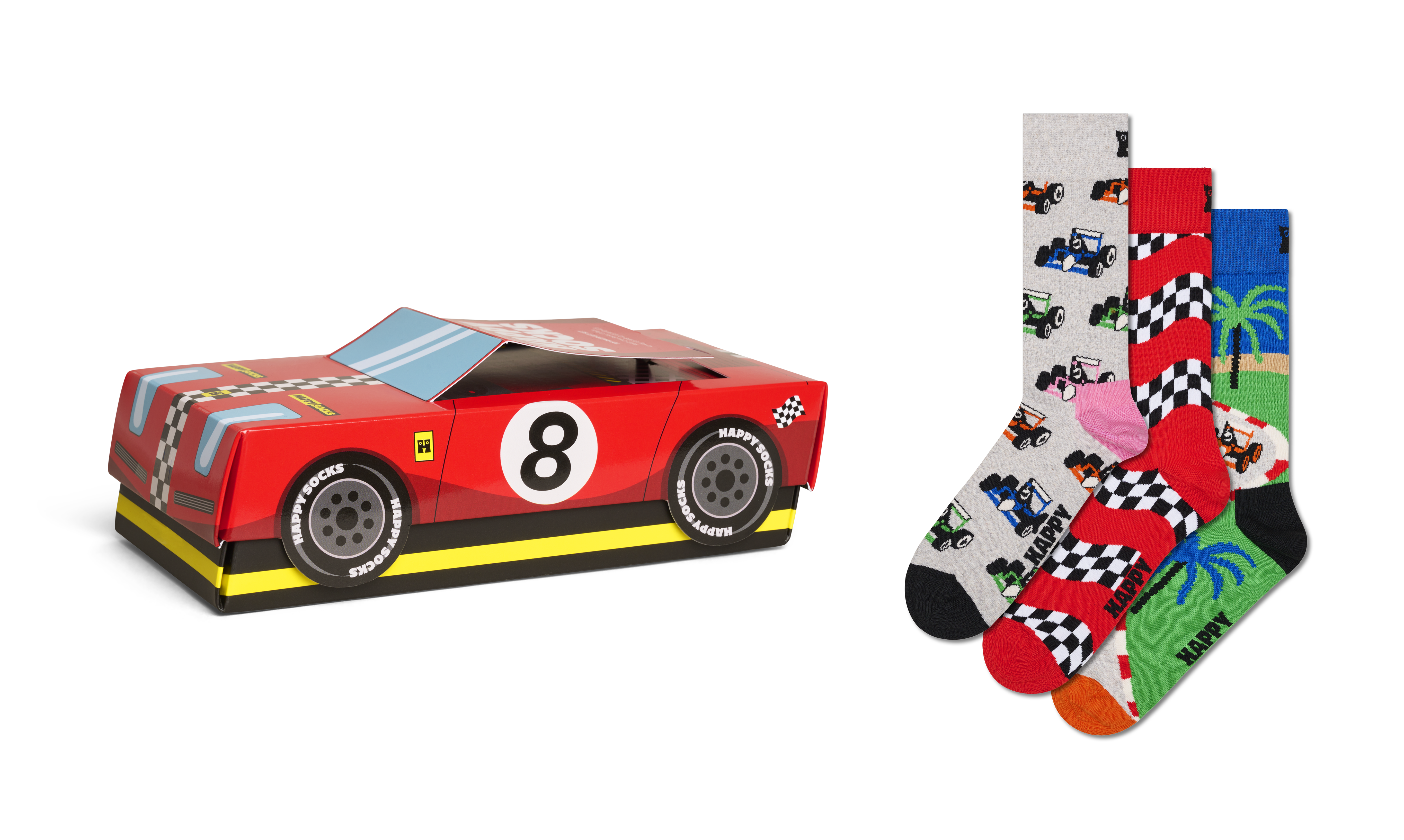 Red 3-Pack Top Racer Socks Gift Set