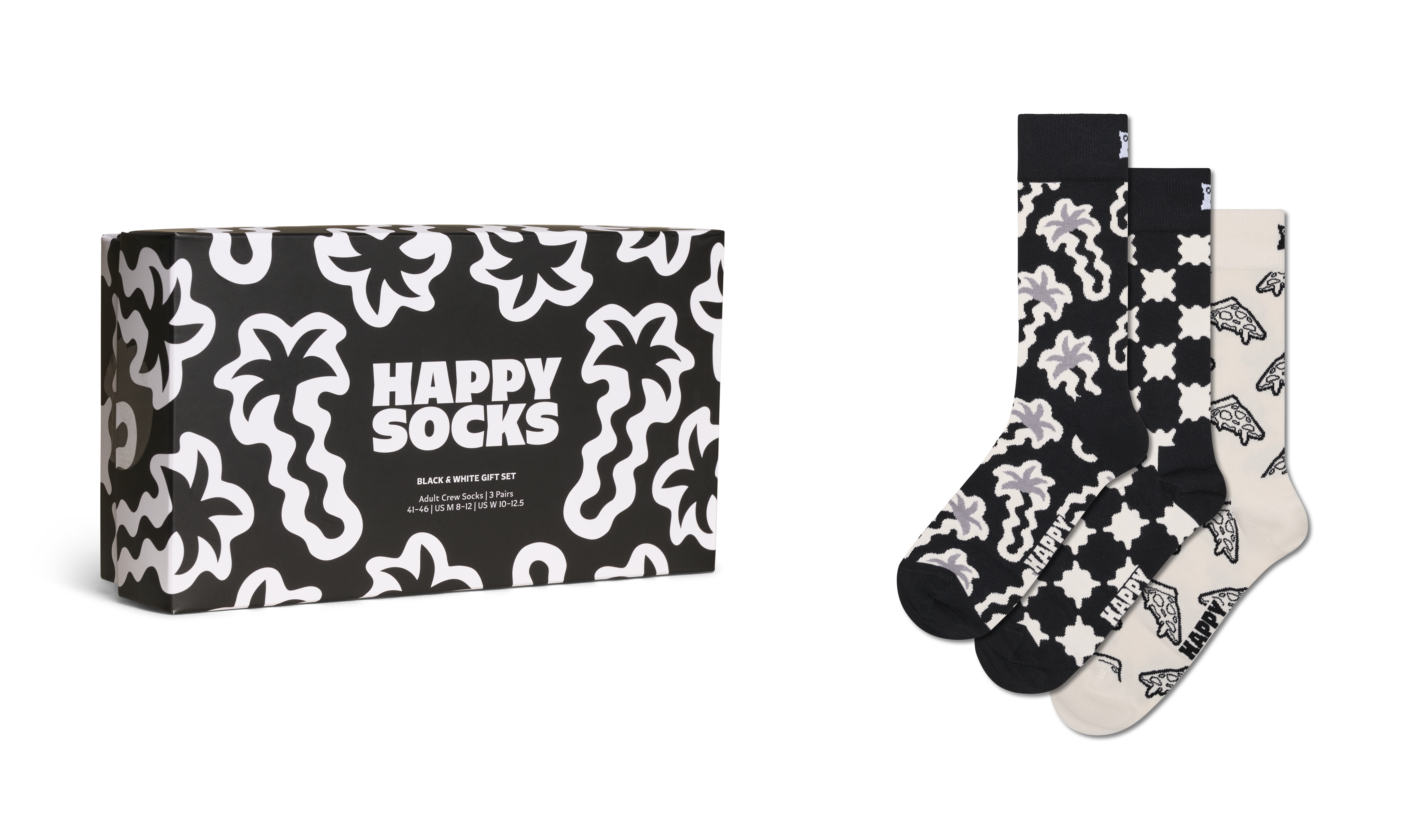 Black 3-Pack Black And White Socks Gift Set