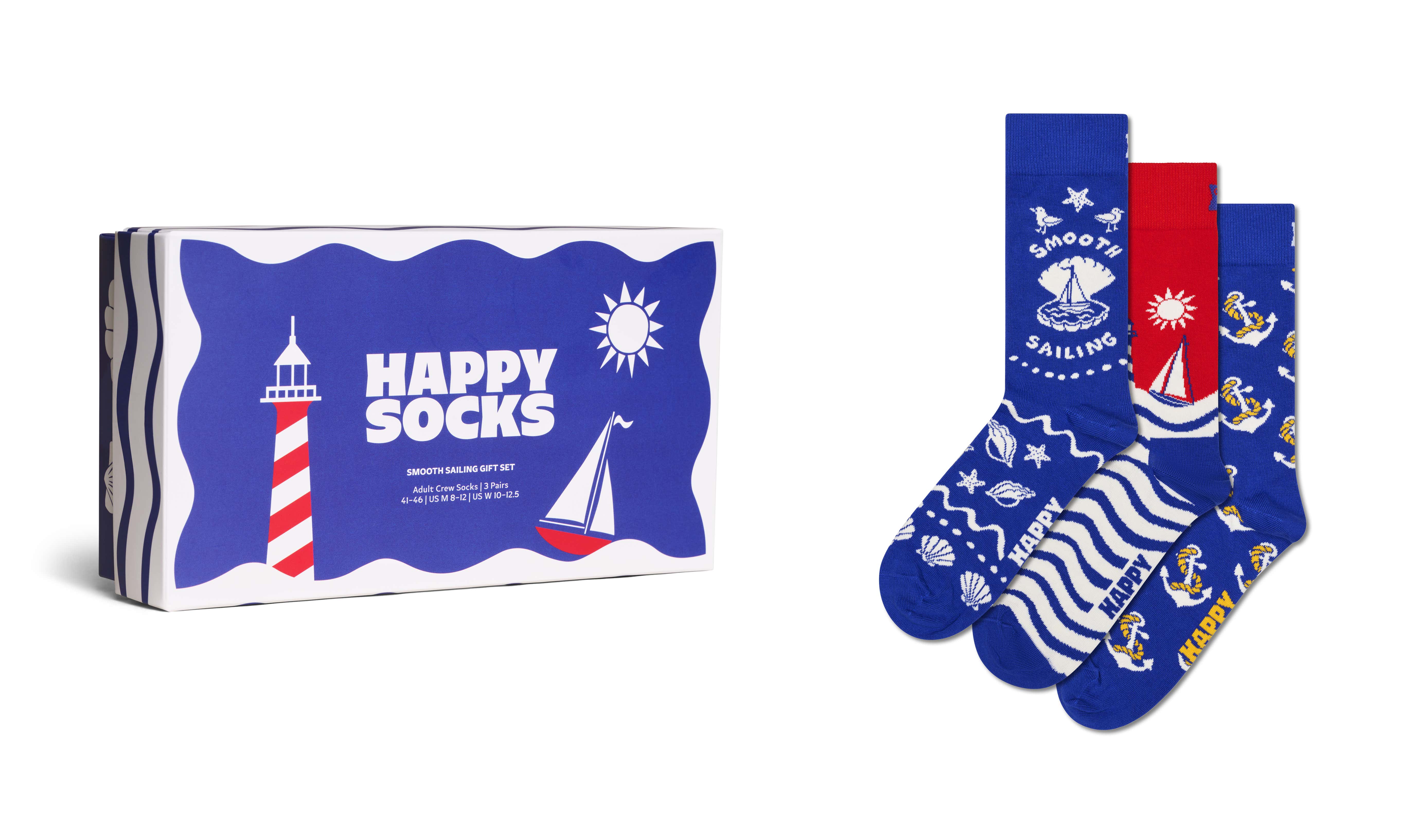 Blue 3 pack smooth sailing socks gift set happy socks us