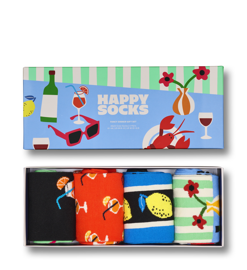 Blue 4-Pack Fancy Dinner Socks Gift Set