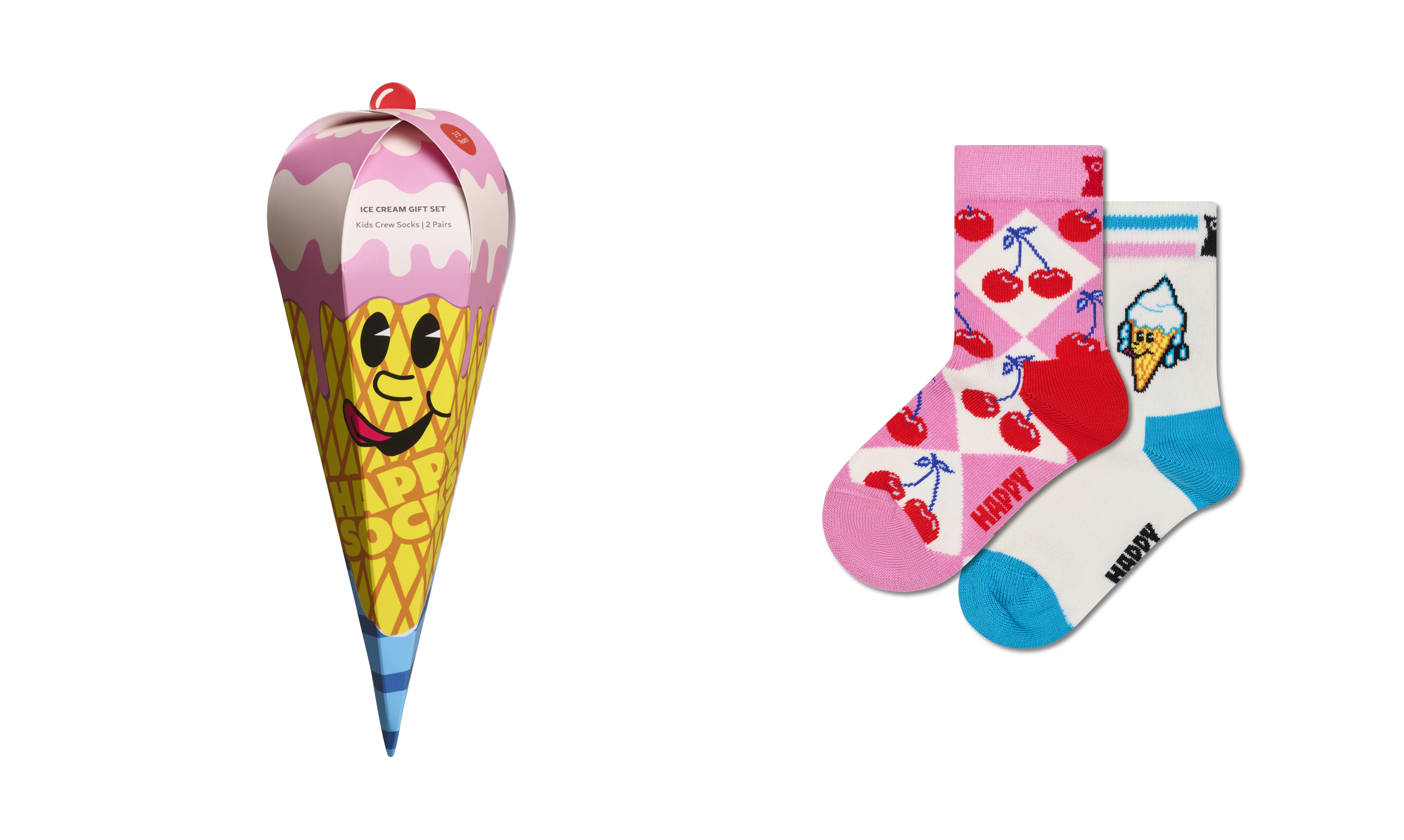 Kids Pink 2-Pack Ice Cream Socks Gift Set
