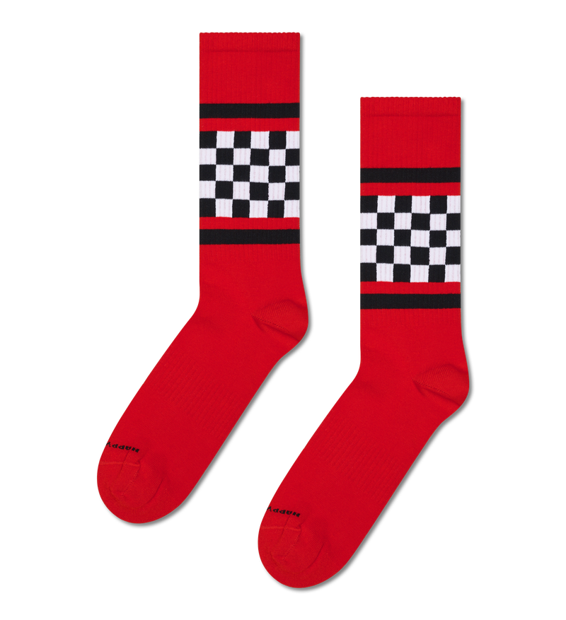 Red Checked Stripe Sneaker Crew Sock