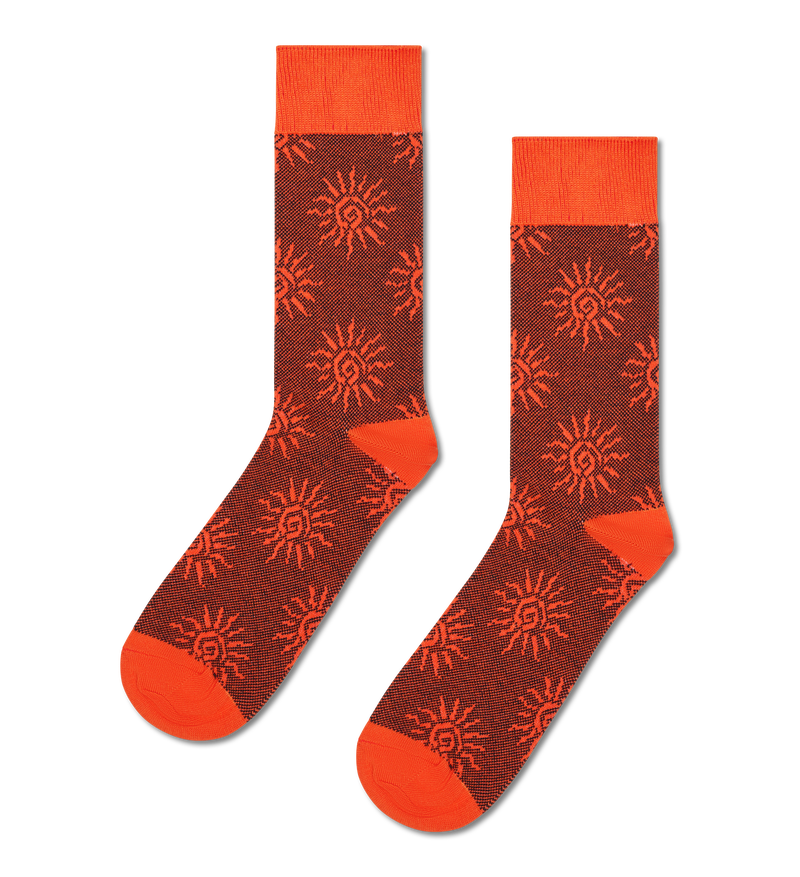 Orange Sun Jacquard Crew Sock