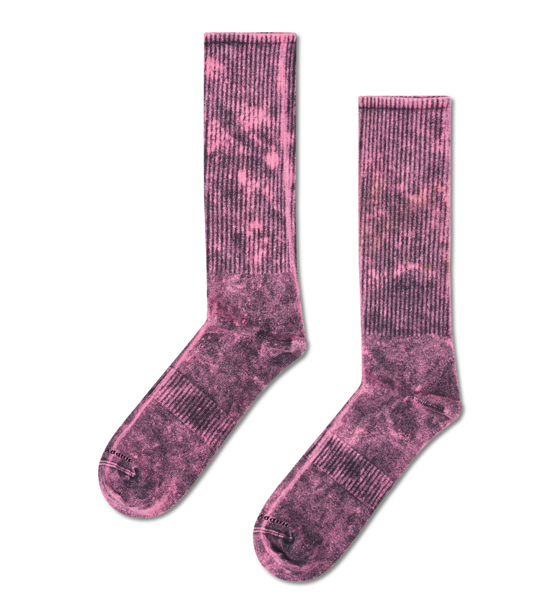 Pink Acid Wash Sneaker Crew Sock