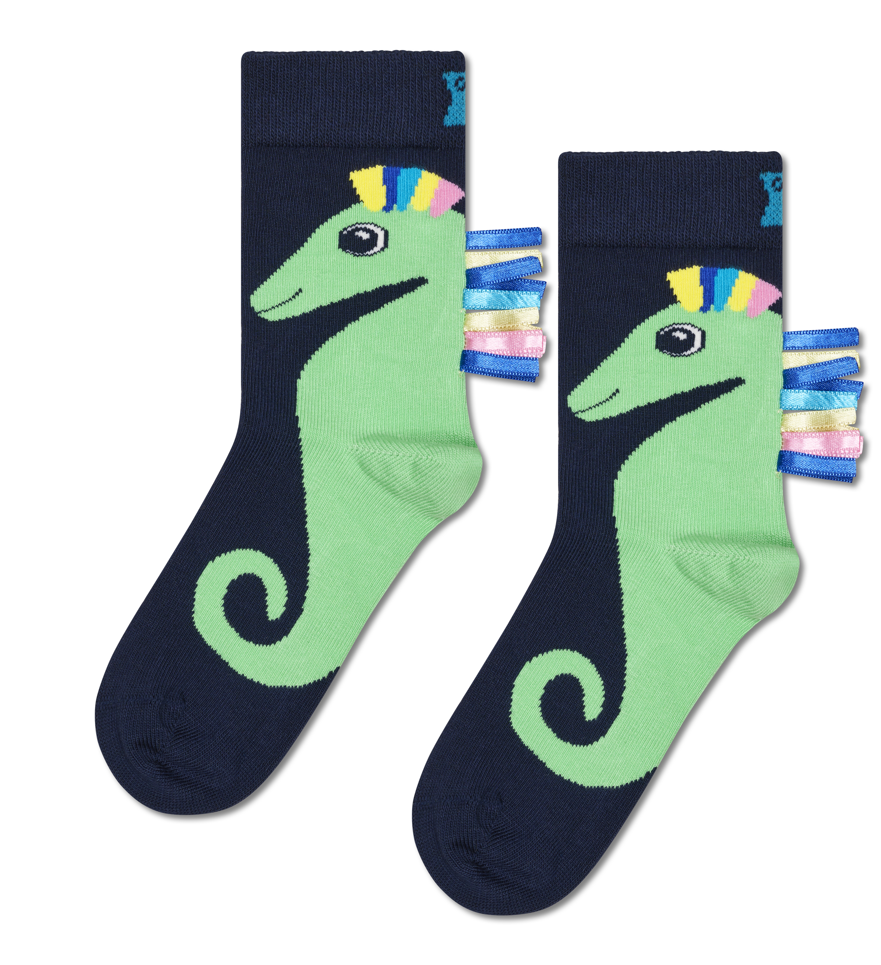 Kids Navy Seahorse Crew Sock