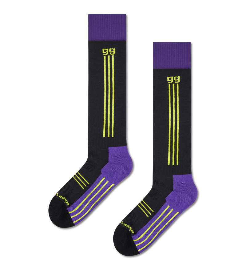 Knee High Black Sneaker Socks with GG Text