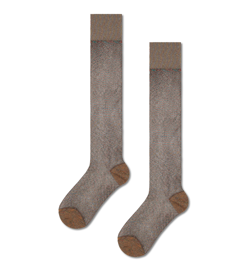 Brown Metallic Sheer Knee High Socks | Fashion & Shiny