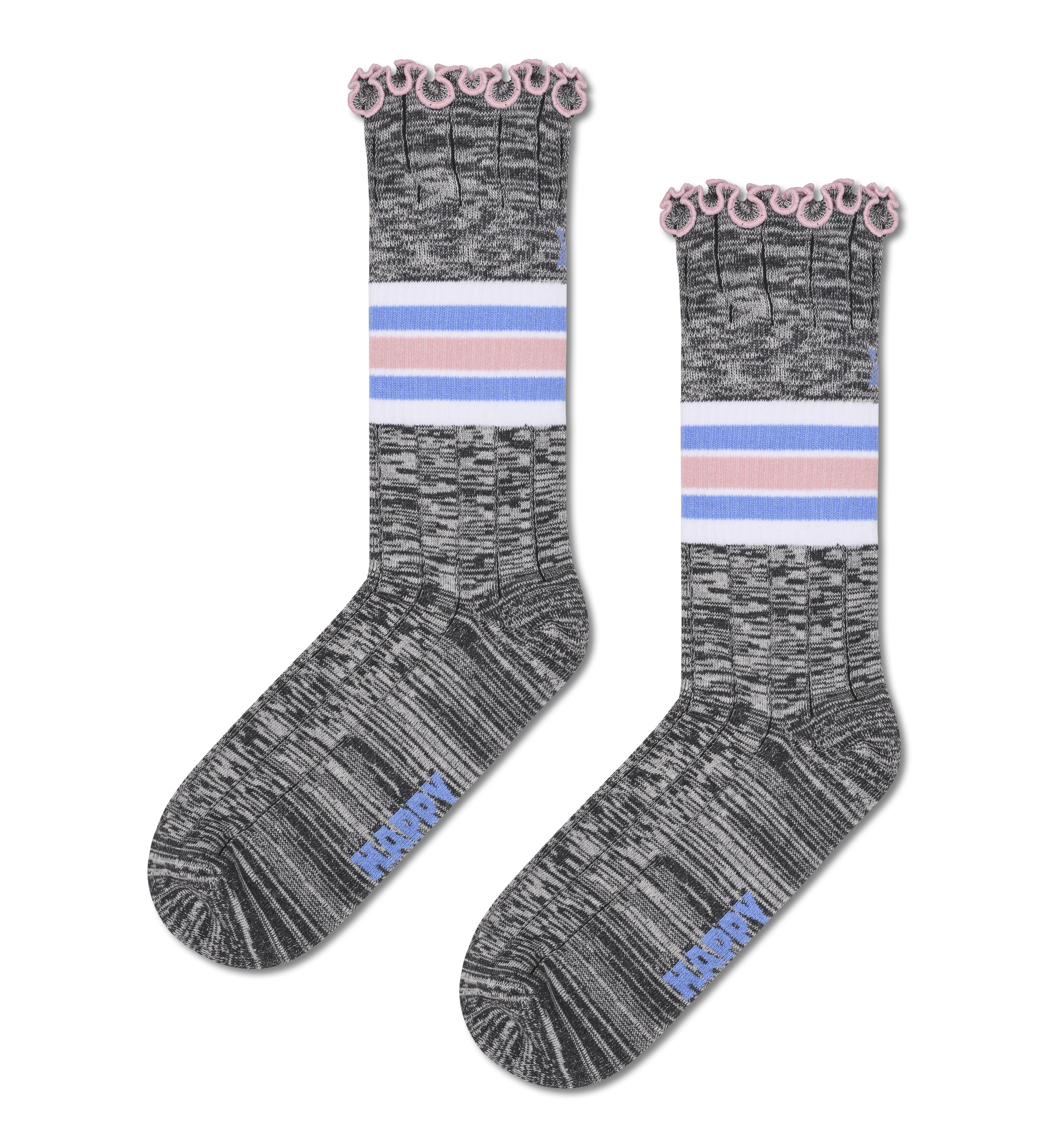 Gray Striped Sock with Frill | Crazy Fashion