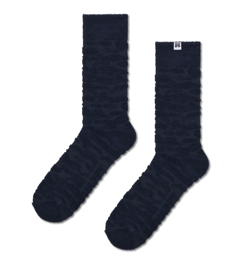 Fluffy Blue Zebra Stripe Socks | Fun & Cozy