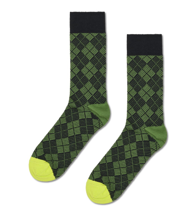 Green Argyle Jacquard Socks | Colorful & Fun
