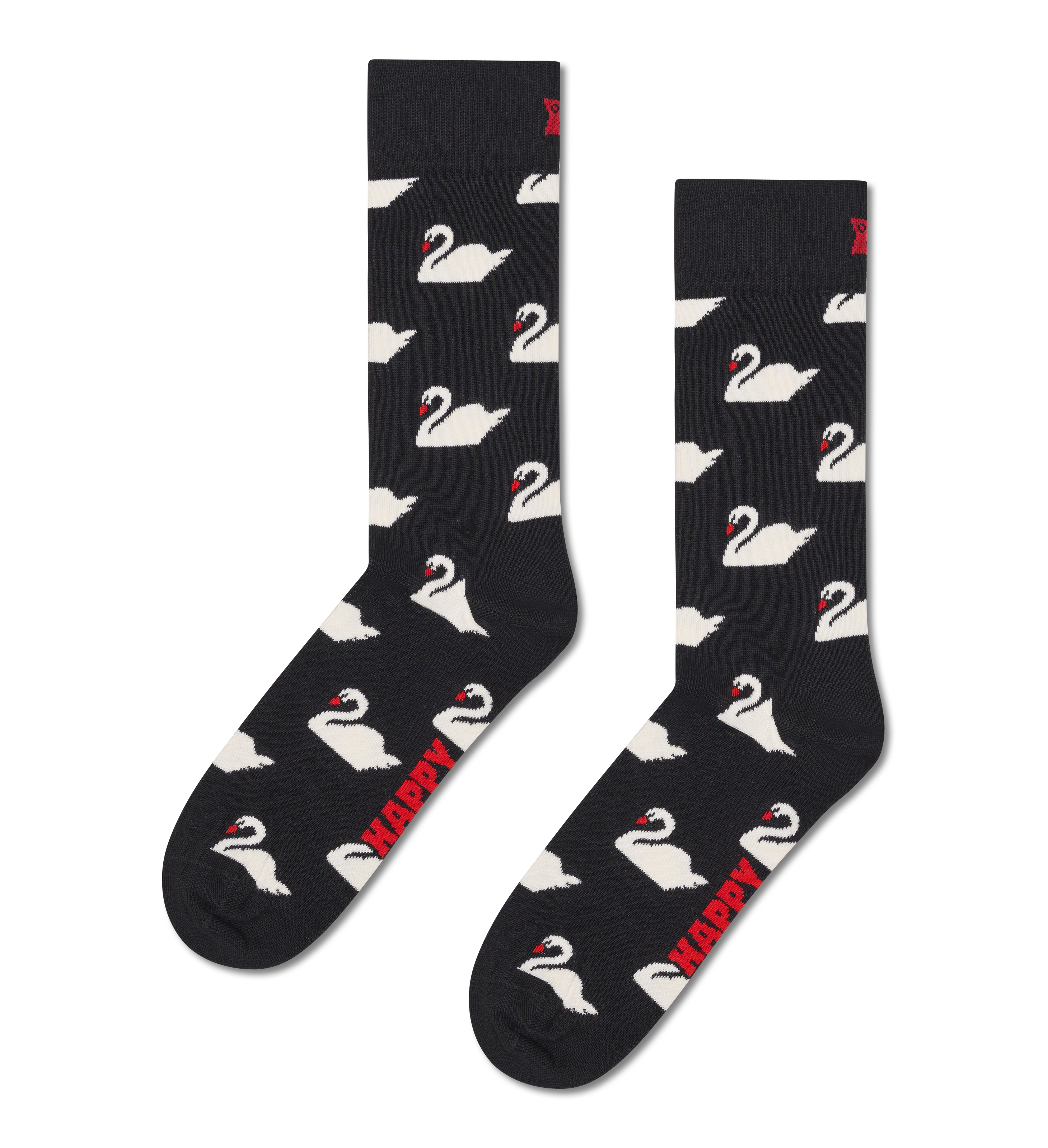 Black Funky Socks with White Swans