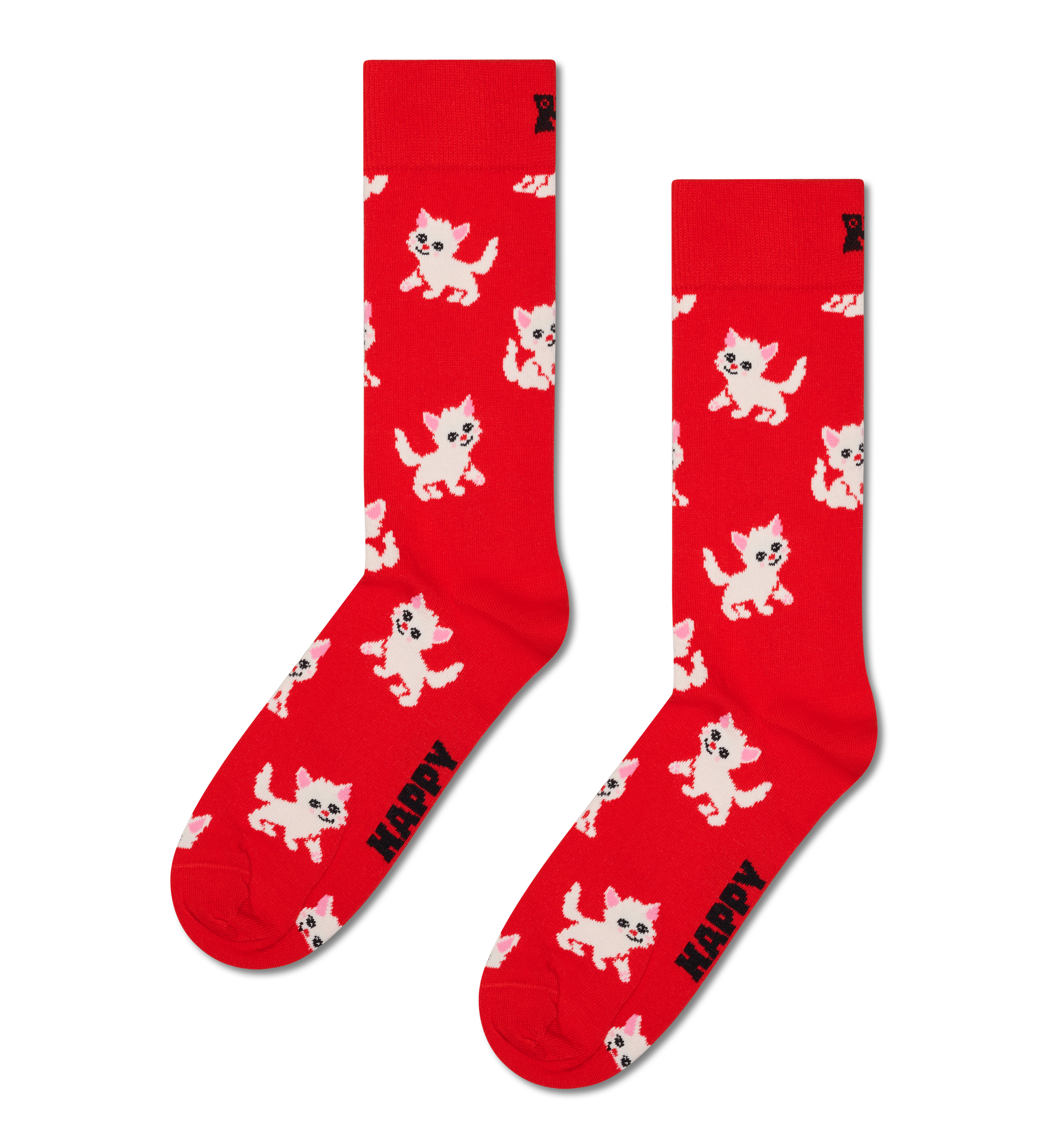 Red Kitten Pattern Socks | Fun Cat Socks