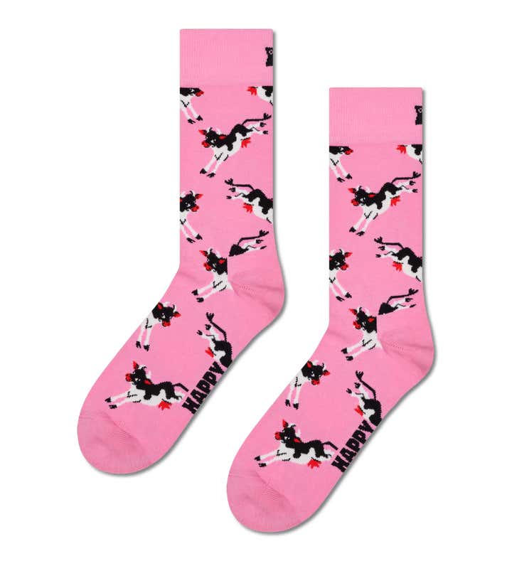 Cow Java Sock Pink Cow Patterned Socks | Fun Animal Socks | Happy Socks EU