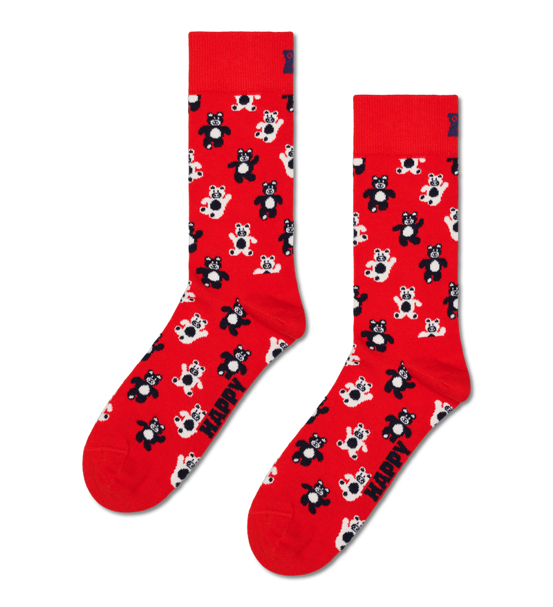 Red Teddy Bear Print Socks | Cute & Fun
