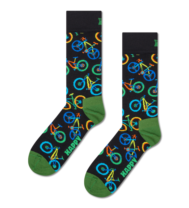 Black Mountain Bike Pattern Sports Socks | Fun Bike Socks