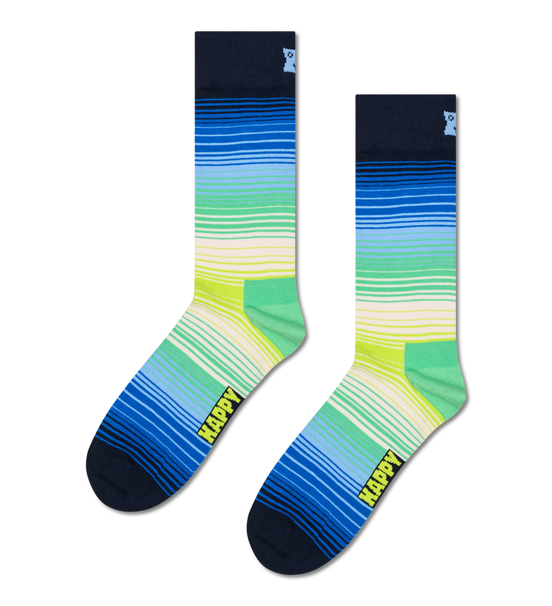 Gradient Green to Blue Stripe Socks | Colorful & Fun