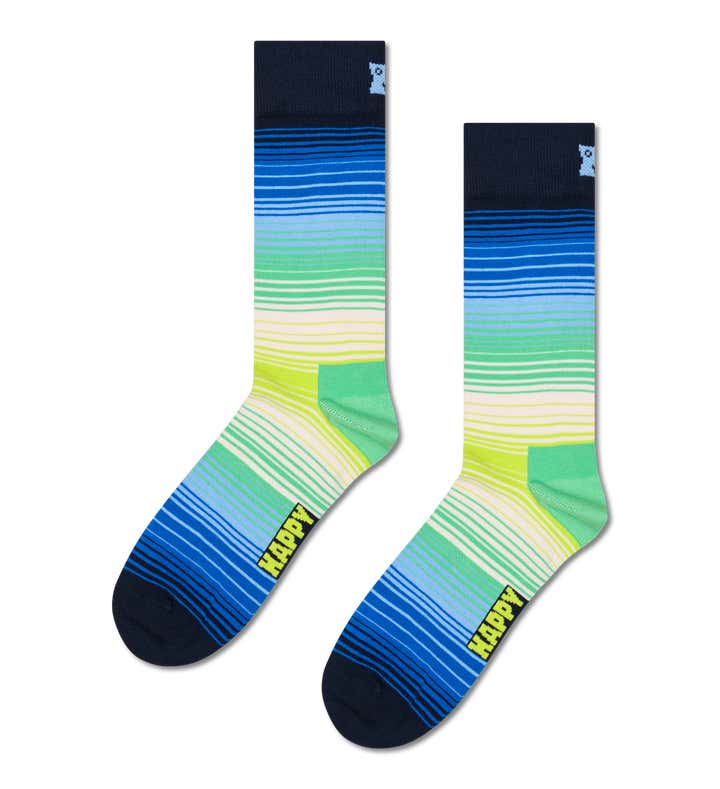 Gradient Green To Blue Stripe Socks | Colorful & Fun | Happy Socks UK