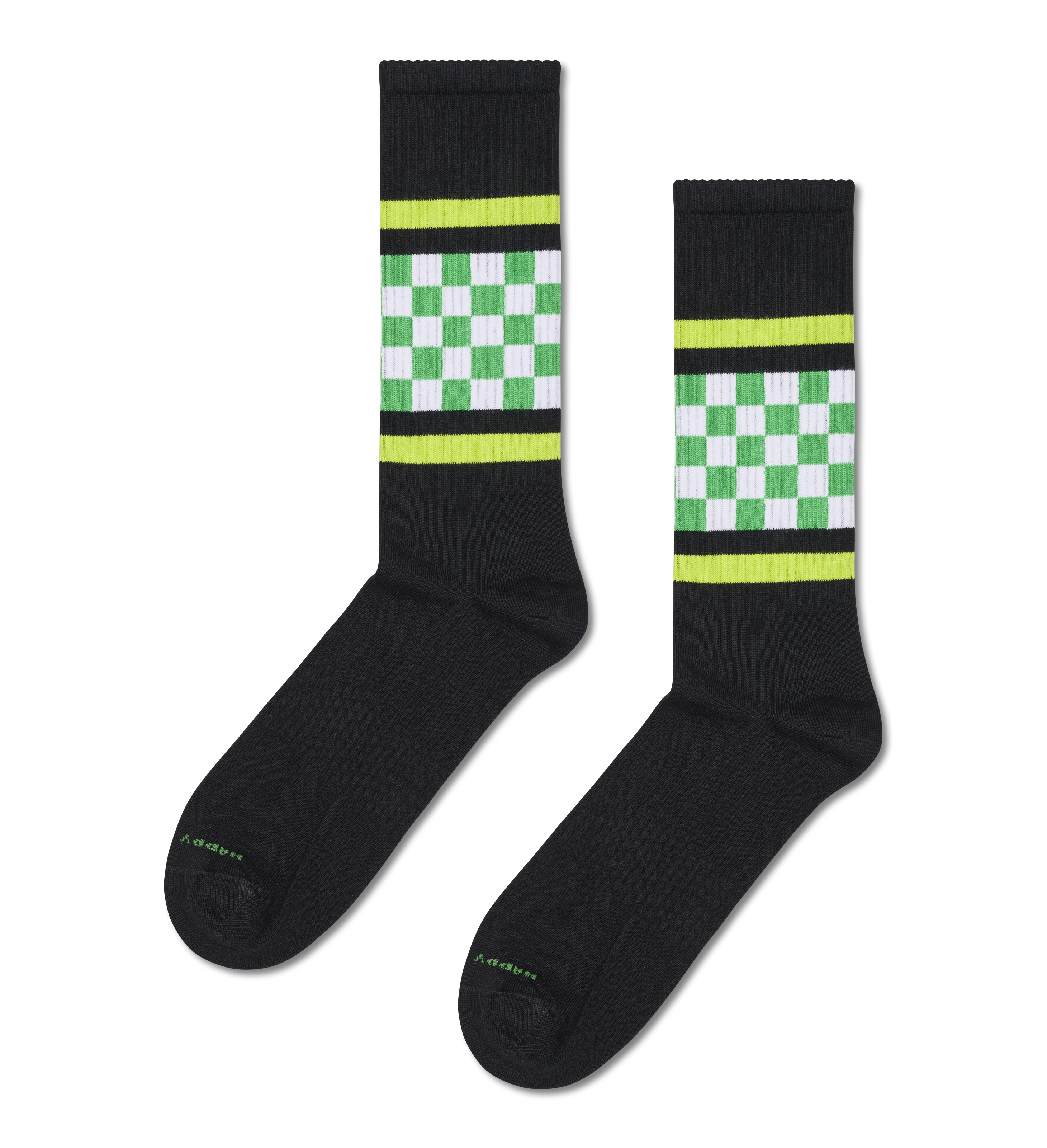 Black Green Checked Stripe Sneaker Socks