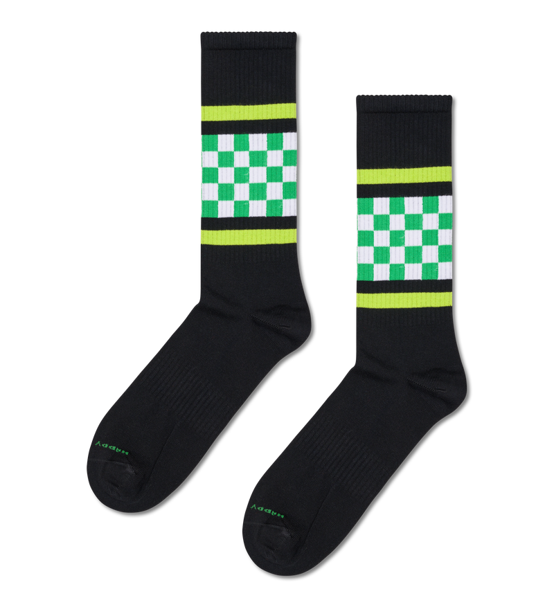 Black Green Checked Stripe Sneaker Socks