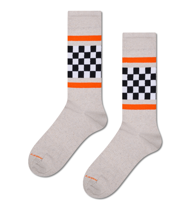 Gray Checkered Stripe Sneaker Socks | Striped Athletic Socks
