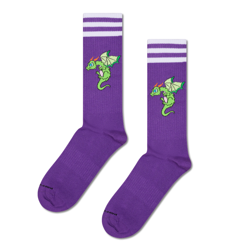 Anime-Style Purple Dragon Print Sneaker Socks