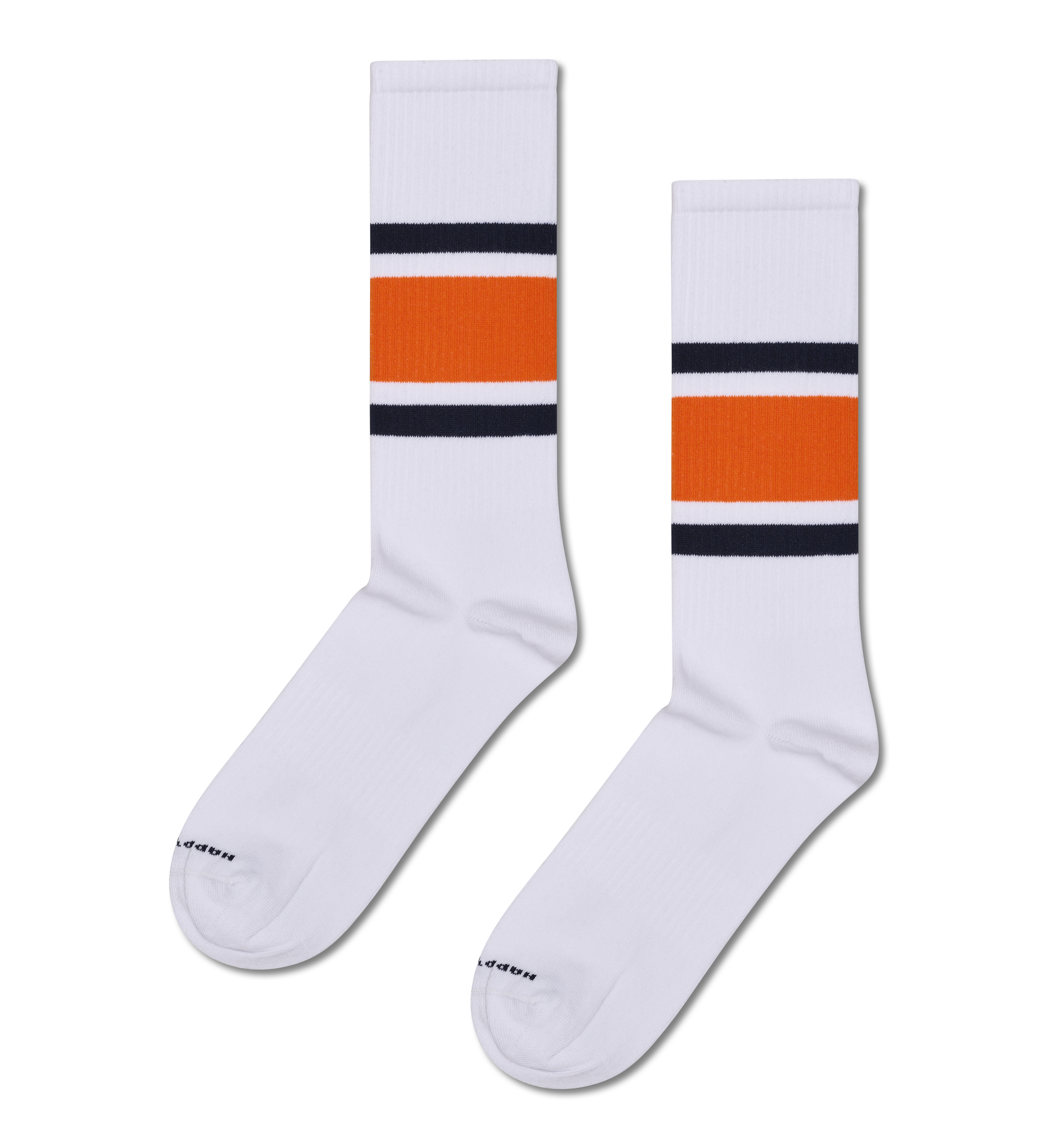 White Sneaker Sock with Blue & Orange Stripes