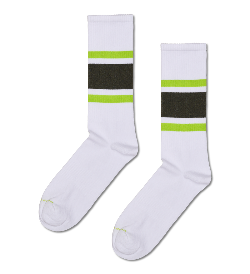 White Striped Sneaker Socks | Green & Black Gym Socks