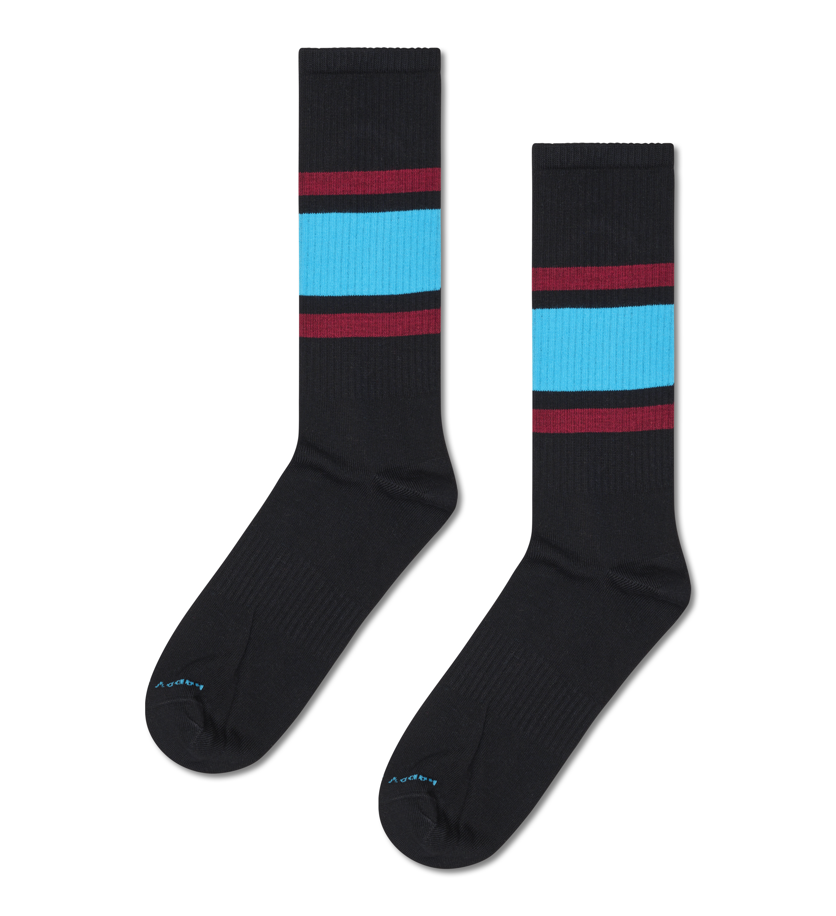 BlacK Sneaker Socks with Red & Blue Stripes