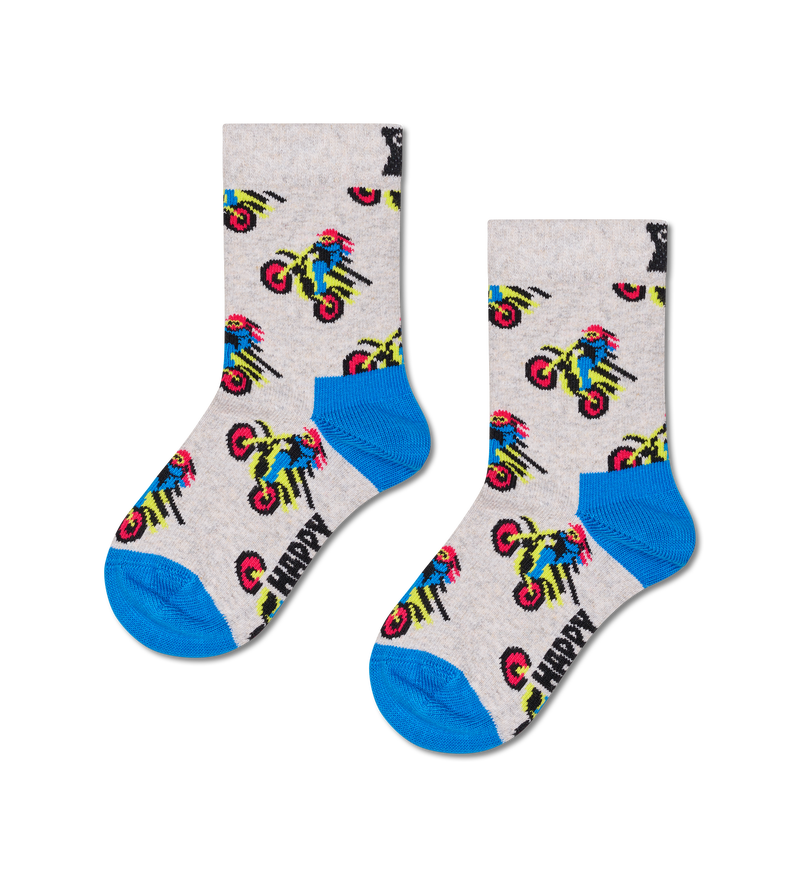 Playful Kids Motorbike Pattern Socks